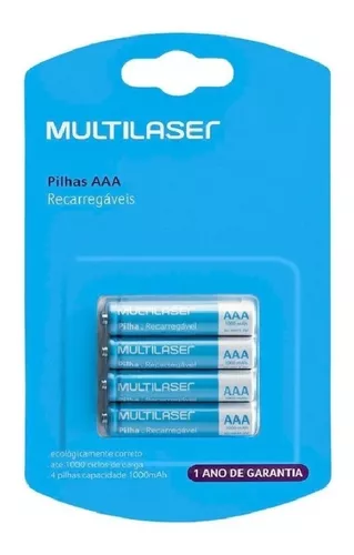 Pilha Recarregavel AAA com 4 unidades