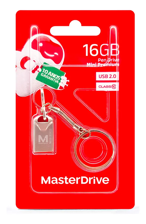 PENDRIVE MINI 16GB MASTERDRIVE USB 2.0 PREMIUM CLASS 10