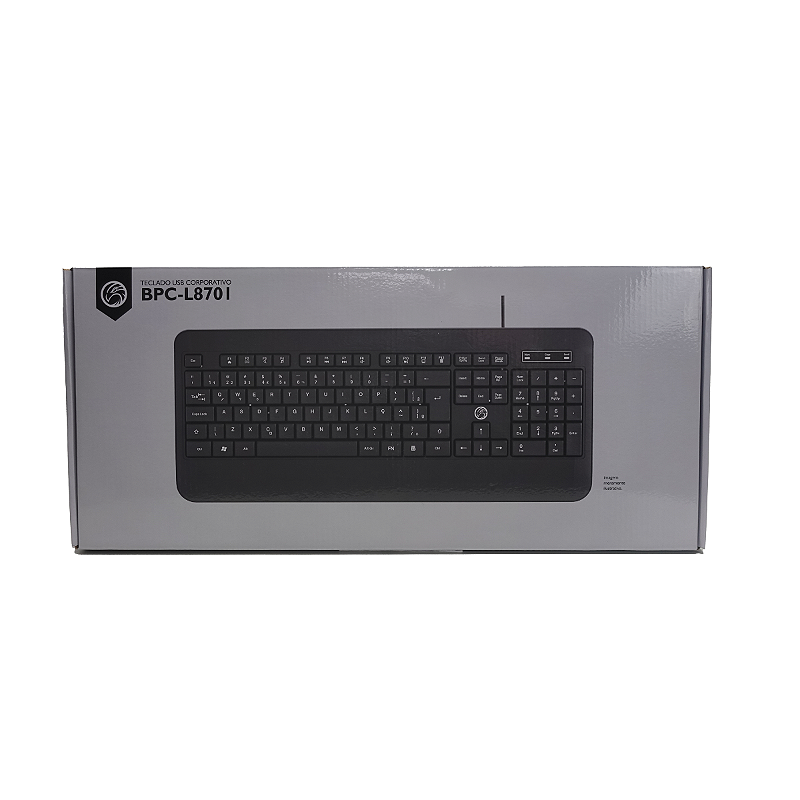 TECLADO USB BRAZILPC BPC-L8701 CORPORATIVO TECLA PERFIL BAIXO GRAV LASER 2M PRETO BOX    F