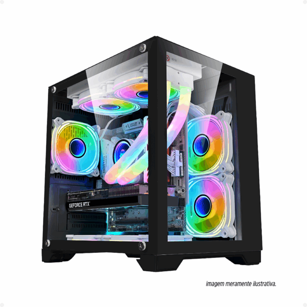 GABINETE GAMER BPC-345B PRETO C/ 4 COOLER (1xUSB3.0/1xUSB/LATERAL DE VIDRO) S/ FONTE BOX