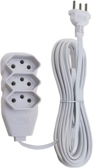 EXTENSAO 3 TOMADAS SLIM TRIPOLAR  BRANCO 5,0M